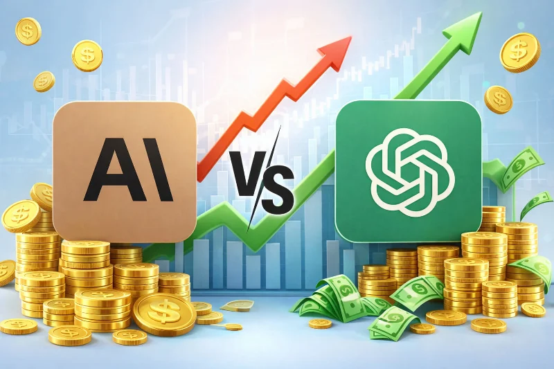 Claude vs ChatGPT AI comparison showing money growth and earning potential.