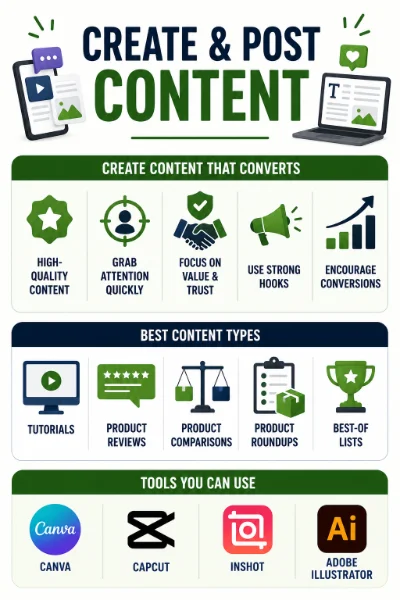 Create and post content for affiliate marketing