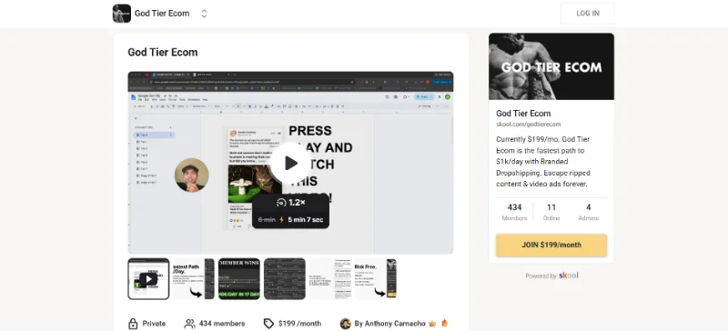 God Tier Ecom Review 2026: Is Anthony Camacho Worth $199/mo?