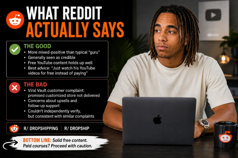 What Reddit says about Jordan Welch: credible free content but paid course complaints