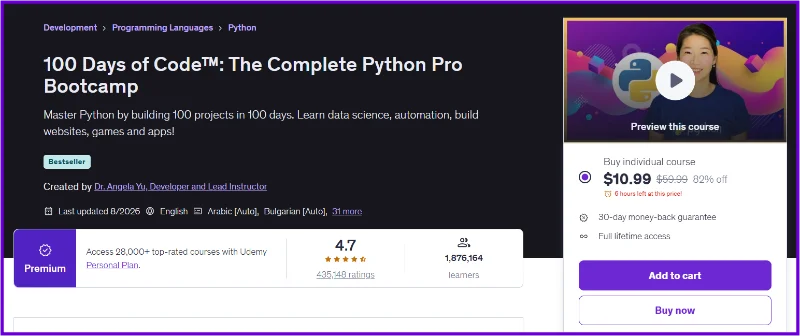 100 Days of Code Python Bootcamp Review 2026 (Udemy)