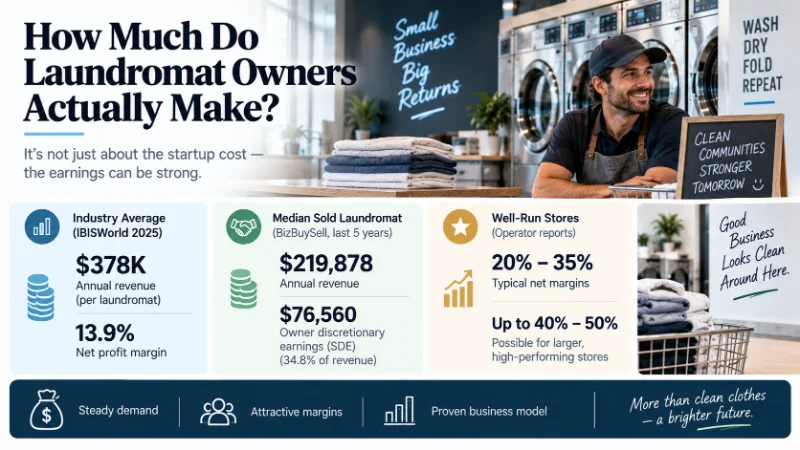 Laundromat Business Startup Costs & Owner Salary (2026)